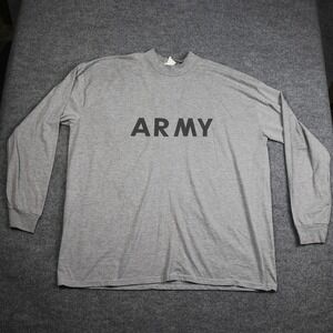 Army Shirt Mens 3XL Gray Long Sleeve PT Training Graphic Tee Polyester